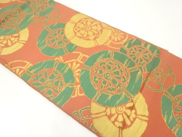 アンティーク　花模様織出し袋帯（材料）